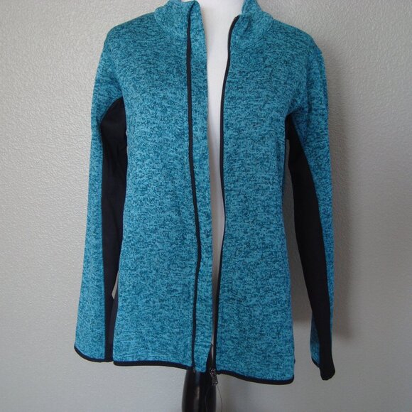 NWT Marc New York Andrew Marc Women's Full Zip Sweater Jacket Teal Black sz M - Picture 2 of 7